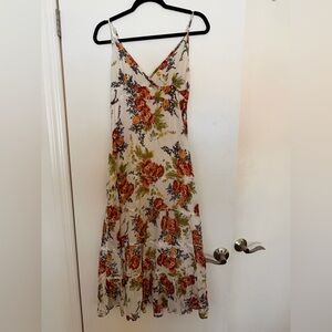 Funky People Floral Maxi Dress with Orange and Green Accents